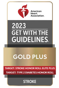 American Heart Association 2023 Get With The Guidelines Gold Plus Stroke badge
